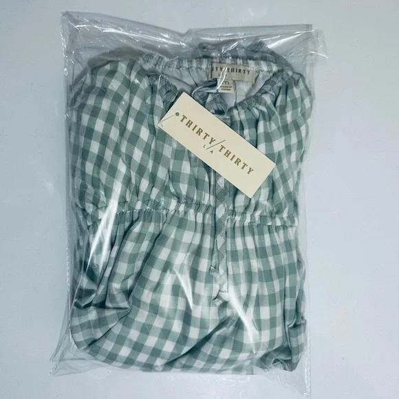 NWT Thirty/Thirty LA Green & White Gingham Dress, Babydoll Mini Dress, Medium - Picture 15 of 15